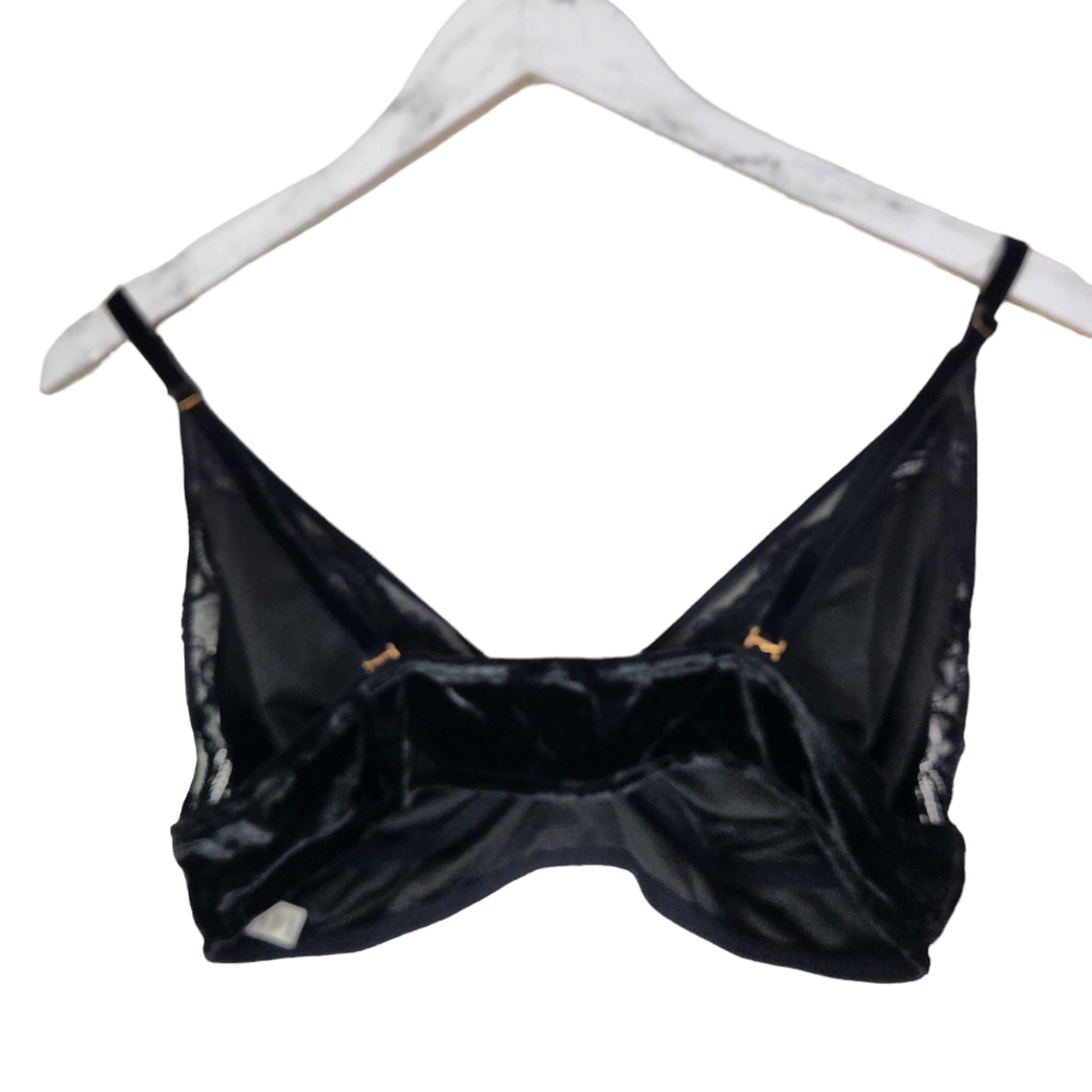 SOMA Bralette Womens Extra Large Black Velvet Illusion Bra Lace Mesh Wireless XL - Picture 5 of 8